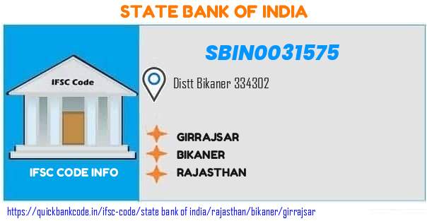 State Bank of India Girrajsar SBIN0031575 IFSC Code