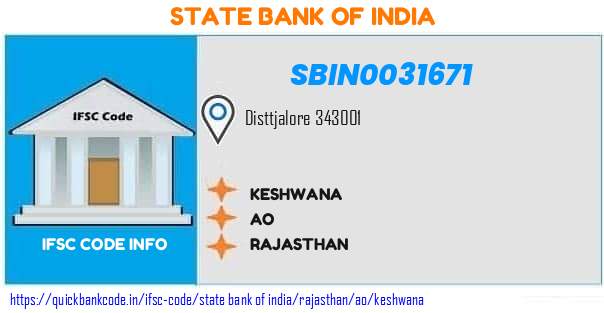 State Bank of India Keshwana SBIN0031671 IFSC Code