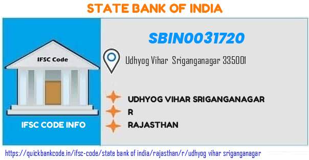 State Bank of India Udhyog Vihar Sriganganagar SBIN0031720 IFSC Code