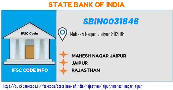 State Bank of India Mahesh Nagar Jaipur SBIN0031846 IFSC Code