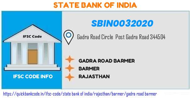 State Bank of India Gadra Road Barmer SBIN0032020 IFSC Code