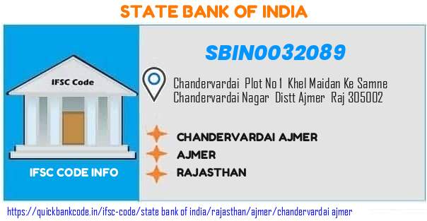 State Bank of India Chandervardai Ajmer SBIN0032089 IFSC Code