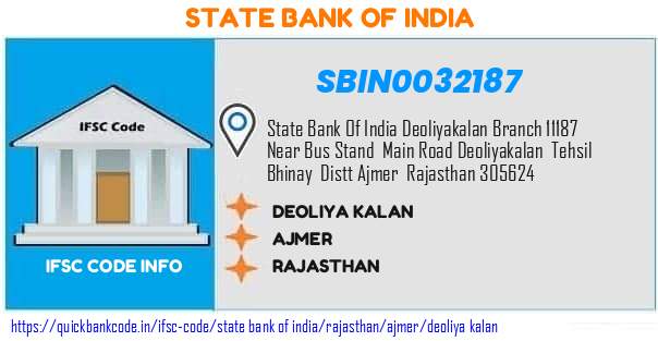 State Bank of India Deoliya Kalan SBIN0032187 IFSC Code