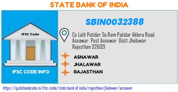 State Bank of India Asnawar SBIN0032388 IFSC Code