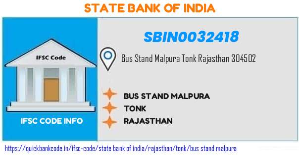 State Bank of India Bus Stand Malpura SBIN0032418 IFSC Code