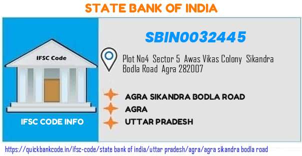 State Bank of India Agra Sikandra Bodla Road SBIN0032445 IFSC Code