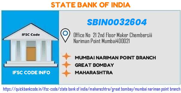 State Bank of India Mumbai Nariman Point Branch SBIN0032604 IFSC Code