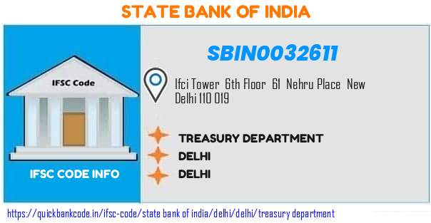State Bank of India Treasury Department SBIN0032611 IFSC Code
