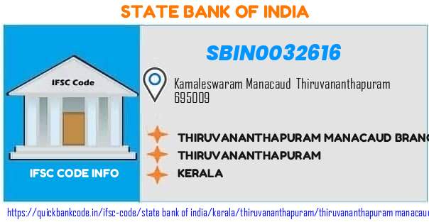 State Bank of India Thiruvananthapuram Manacaud Branch SBIN0032616 IFSC Code
