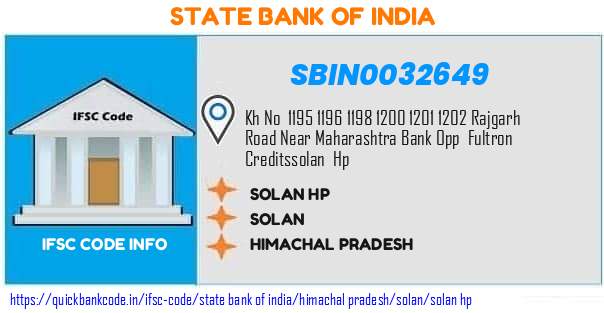 State Bank of India Solan Hp SBIN0032649 IFSC Code