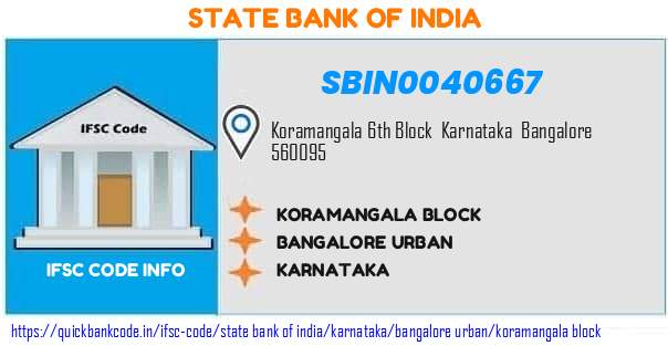 State Bank of India Koramangala Block SBIN0040667 IFSC Code