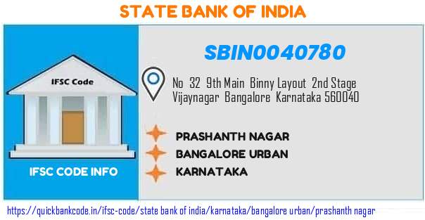 State Bank of India Prashanth Nagar SBIN0040780 IFSC Code