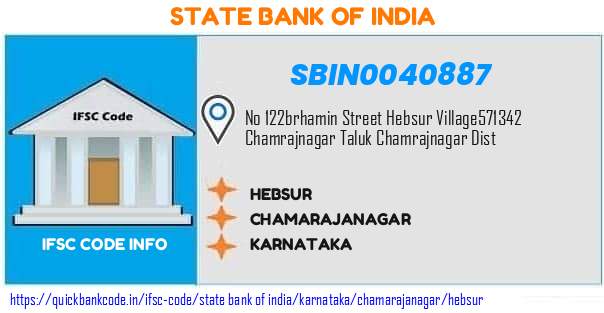 State Bank of India Hebsur SBIN0040887 IFSC Code