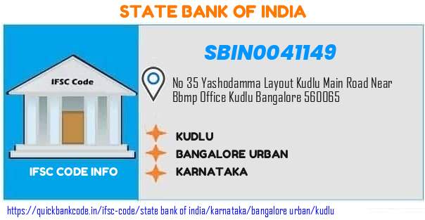 State Bank of India Kudlu SBIN0041149 IFSC Code