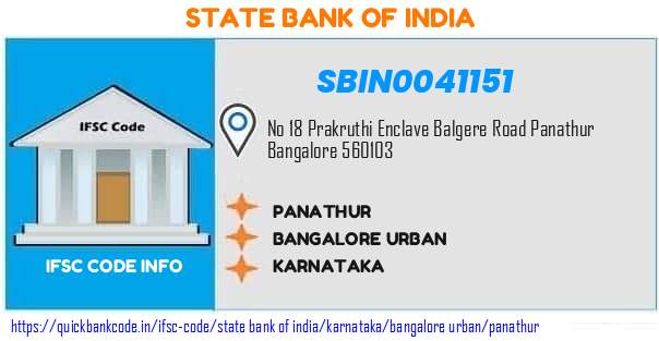 State Bank of India Panathur SBIN0041151 IFSC Code