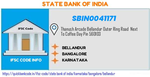 State Bank of India Bellandur SBIN0041171 IFSC Code