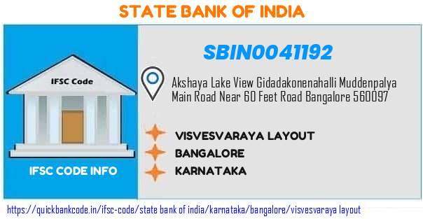 State Bank of India Visvesvaraya Layout SBIN0041192 IFSC Code