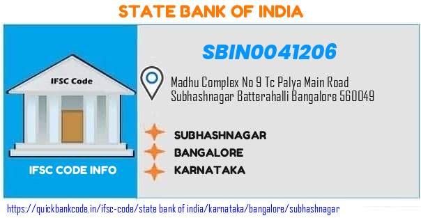 State Bank of India Subhashnagar SBIN0041206 IFSC Code