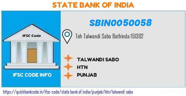 State Bank of India Talwandi Sabo SBIN0050058 IFSC Code