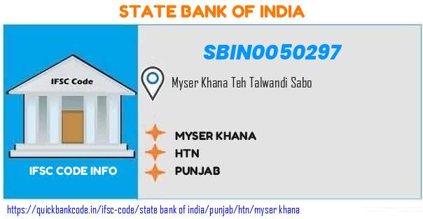 State Bank of India Myser Khana SBIN0050297 IFSC Code