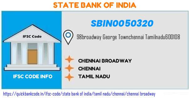 State Bank of India Chennai Broadway SBIN0050320 IFSC Code