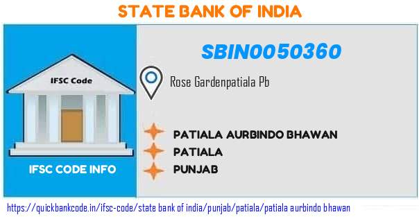 SBIN0050360 State Bank of India. PATIALA AURBINDO BHAWAN