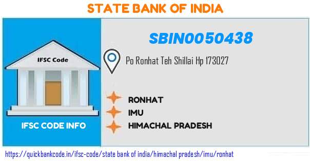 State Bank of India Ronhat SBIN0050438 IFSC Code