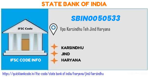 State Bank of India Karsindhu SBIN0050533 IFSC Code