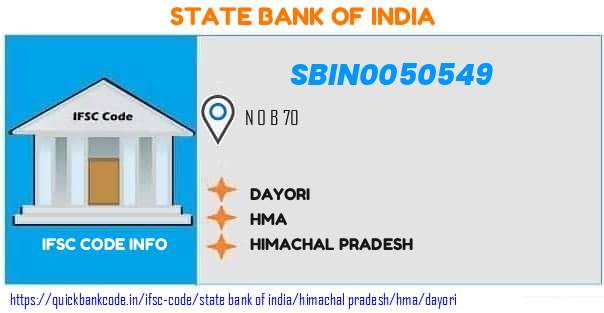 SBIN0050549 State Bank of India. DAYORI