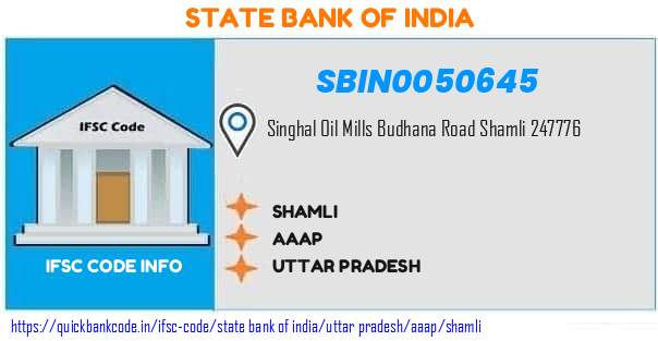 State Bank of India Shamli SBIN0050645 IFSC Code
