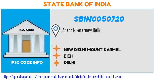 State Bank of India New Delhi Mount Karmel SBIN0050720 IFSC Code