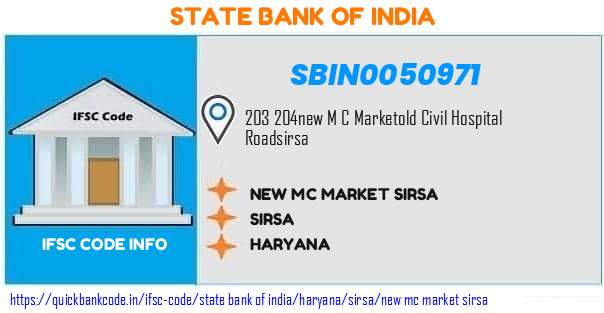 State Bank of India New Mc Market Sirsa SBIN0050971 IFSC Code