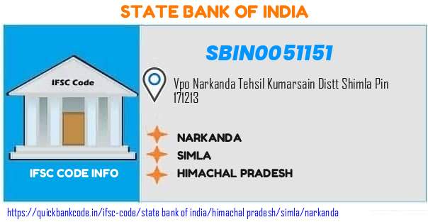 SBIN0051151 State Bank of India. NARKANDA