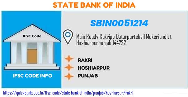 SBIN0051214 State Bank of India. RAKRI