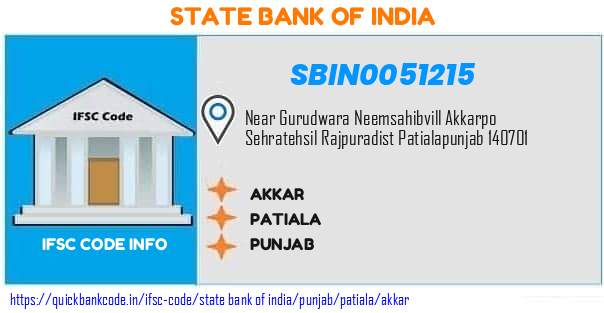 SBIN0051215 State Bank of India. AKKAR
