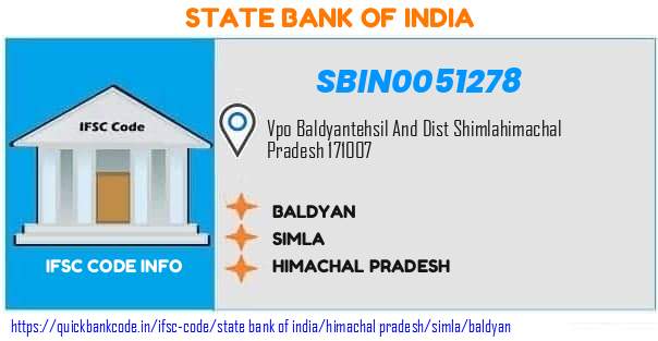State Bank of India Baldyan SBIN0051278 IFSC Code