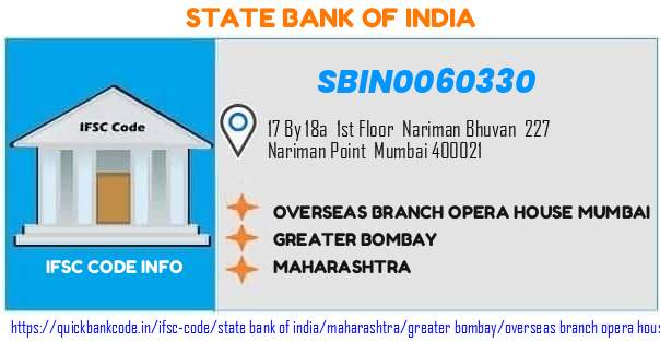 State Bank of India Overseas Branch Opera House Mumbai  SBIN0060330 IFSC Code