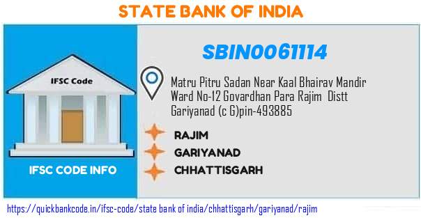 State Bank of India Rajim SBIN0061114 IFSC Code