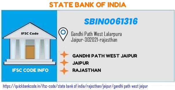 SBIN0061316 State Bank of India. GANDHI PATH WEST, JAIPUR