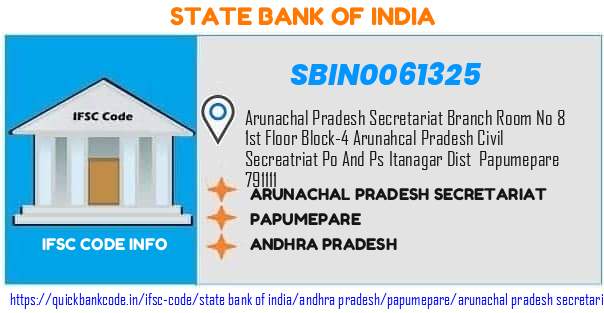 State Bank of India Arunachal Pradesh Secretariat SBIN0061325 IFSC Code