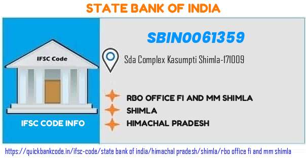 State Bank of India Rbo Office Fi And Mm Shimla SBIN0061359 IFSC Code