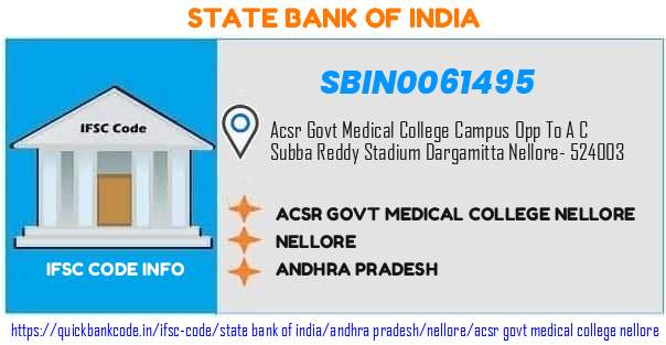State Bank of India Acsr Govt Medical College Nellore SBIN0061495 IFSC Code