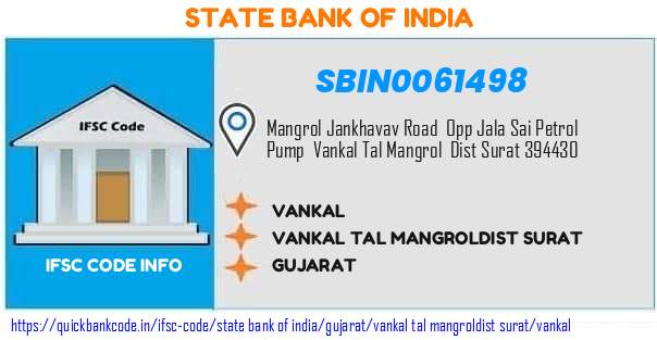 State Bank of India Vankal SBIN0061498 IFSC Code