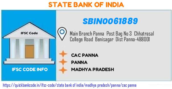 State Bank of India Cac Panna SBIN0061889 IFSC Code