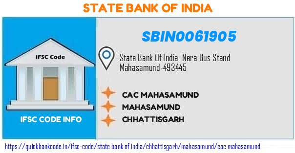 State Bank of India Cac Mahasamund SBIN0061905 IFSC Code