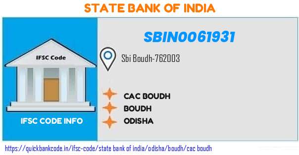 State Bank of India Cac Boudh SBIN0061931 IFSC Code