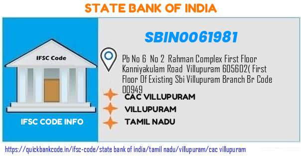 SBIN0061981 State Bank of India. CAC VILLUPURAM