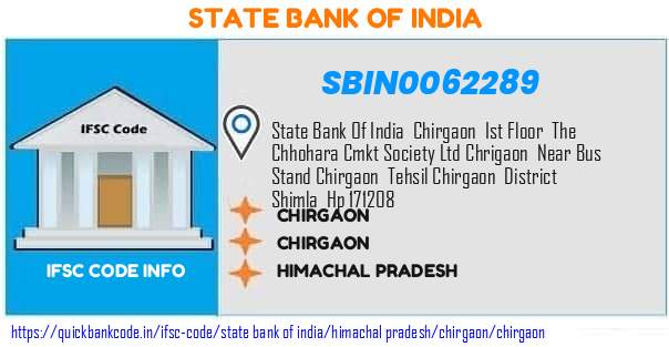 SBIN0062289 State Bank of India. CHIRGAON