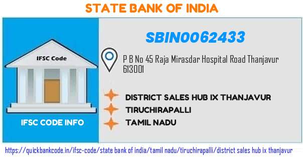 State Bank of India District Sales Hub Ix Thanjavur SBIN0062433 IFSC Code