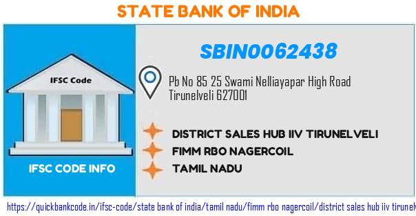 State Bank of India District Sales Hub Iiv Tirunelveli SBIN0062438 IFSC Code